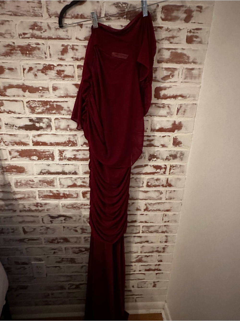Amanda Uprichard Burgundy Ruched Maxi Gown - Picture 5 of 6